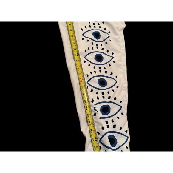 White Evil Eye Joggers Witchy Boho Whimsygoth Streetwear Festival Pants XL - Picture 7 of 12